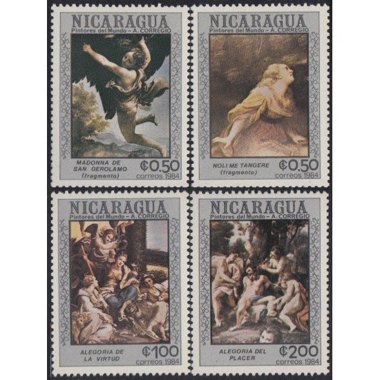 Nicaragua 1334/37 1984 450º Aniversario de la muerte del pintor Antonio Allegri MNH Nicaragua 1334/37 1984 450º Aniversario de la muerte del pintor Antonio Allegri MNH