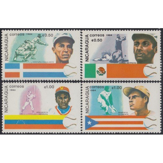 Nicaragua 1351/54 1984 Historia del Béisbol MNH Nicaragua 1351/54 1984 Historia del Béisbol MNH