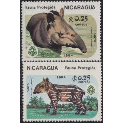 Nicaragua 1355/56 1984 Fauna protegida Tapir MNH Nicaragua 1355/56 1984 Fauna protegida Tapir MNH