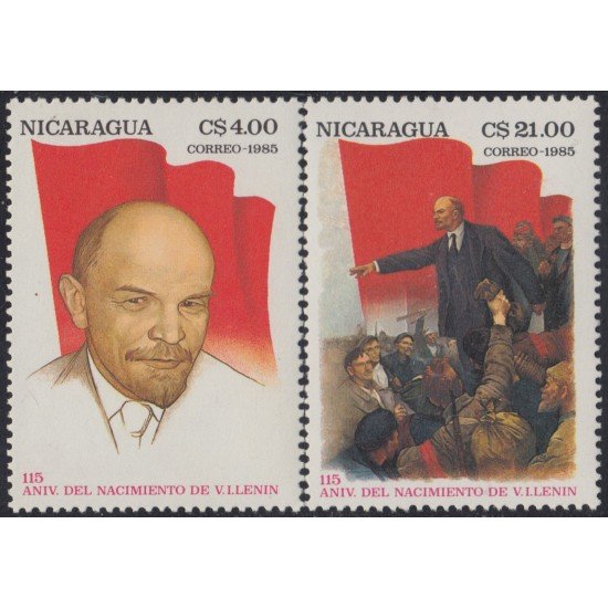 Nicaragua 1374/75 1985 115º Aniversario del nacimiento de Lenin MNH Nicaragua 1374/75 1985 115º Aniversario del nacimiento de Lenin MNH
