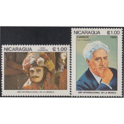 Nicaragua 1377/78 1985 Año Internacional de la Música MNH Nicaragua 1377/78 1985 Año Internacional de la Música MNH