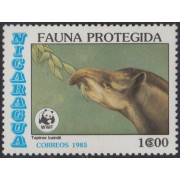 Nicaragua 1385 1985 Fauna protegida Tapir WWF MNH