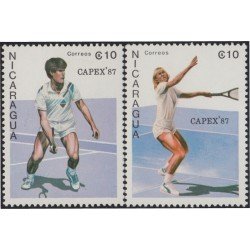Nicaragua 1459/60 1987 Capex 87 Exposición Filatélica Internacional Tenis MNH Nicaragua 1459/60 1987 Capex 87 Exposición Filatélica Internacional Tenis MNH