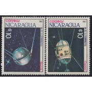 Nicaragua 1461/62 1987 Día de la Cosmonaútica Satélites MNH