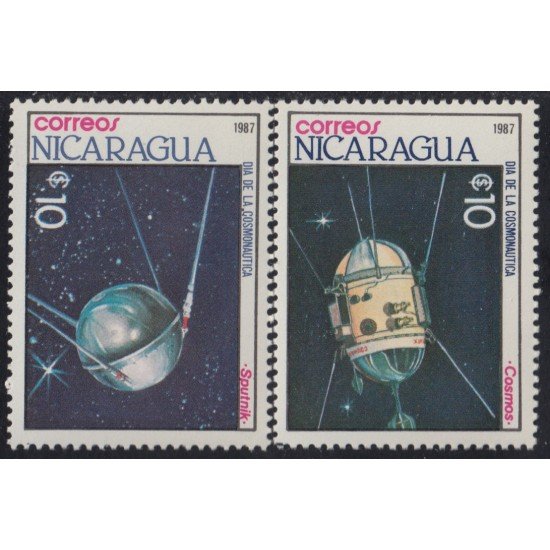 Nicaragua 1461/62 1987 Día de la Cosmonaútica Satélites MNH Nicaragua 1461/62 1987 Día de la Cosmonaútica Satélites MNH
