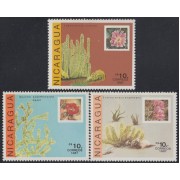 Nicaragua 1479/81 1987 Flora Cactus  flores MNH