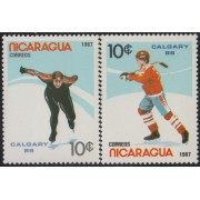 Nicaragua 1485AB 1987 Juegos olímpicos de Invierno Patinaje MNH
