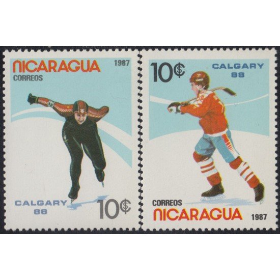Nicaragua 1485AB 1987 Juegos olímpicos de Invierno Patinaje MNH Nicaragua 1485AB 1987 Juegos olímpicos de Invierno Patinaje MNH