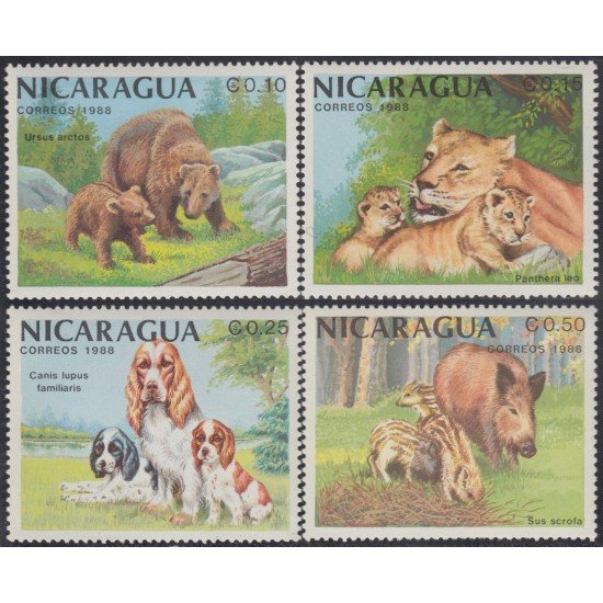 Nicaragua 1504/07 1988 Animales y sus crías MNH Nicaragua 1504/07 1988 Animales y sus crías MNH
