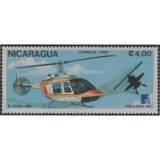 Nicaragua 1508 1988 Finlandia 88 Exposición Filatélica Mundial Helicóptero MNH