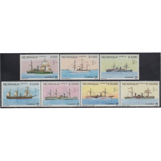 Nicaragua 1516/22 1990 London 90 Exposición Filatélica Mundial Barcos a vapor MNH Nicaragua 1516/22 1990 London 90 Exposición Filatélica Mundial Barcos a vapor MNH