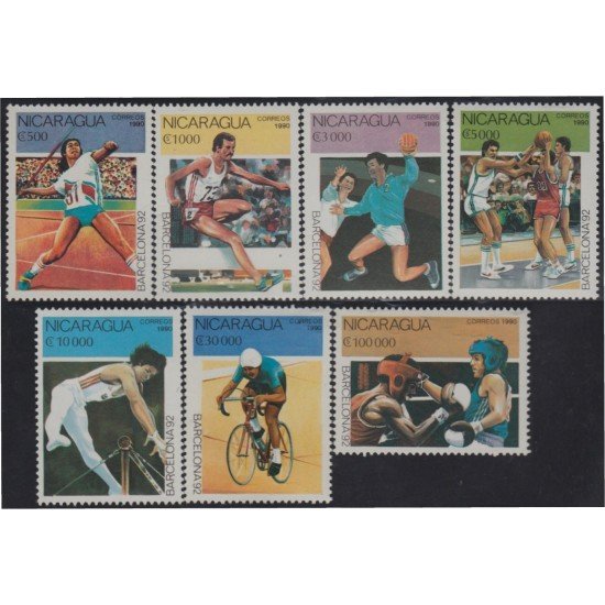 Nicaragua 1530/36 1990 Juegos olímpicos Barcelona 1992 Jabalina Boxeo MNH Nicaragua 1530/36 1990 Juegos olímpicos Barcelona 1992 Jabalina Boxeo MNH