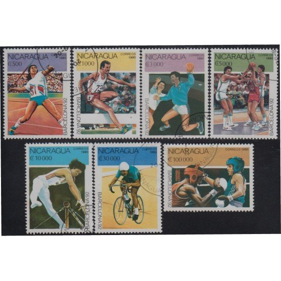 Nicaragua 1530/36 1990 Juegos olímpicos Barcelona 1992 Jabalina Boxeo Usado Nicaragua 1530/36 1990 Juegos olímpicos Barcelona 1992 Jabalina Boxeo Usado