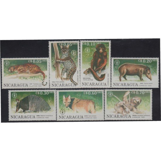 Nicaragua 1551/57 1990 40º Aniversario de la FAO Animales del Bosque MNH Nicaragua 1551/57 1990 40º Aniversario de la FAO Animales del Bosque MNH