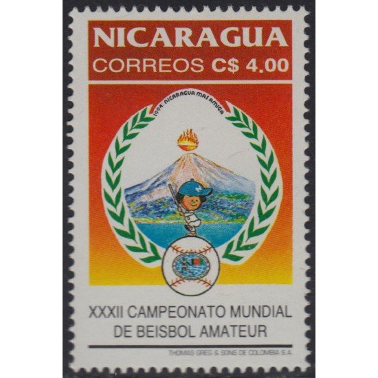 Nicaragua 1822 1994 32º Campeonato mundial de béisbol Amateur MNH Nicaragua 1822 1994 32º Campeonato mundial de béisbol Amateur MNH