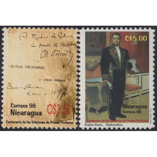 Nicaragua 2271/72 1998 Centenario de ediciones de Prosas Profanas MNH Nicaragua 2271/72 1998 Centenario de ediciones de Prosas Profanas MNH