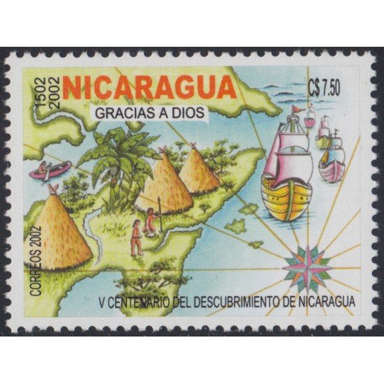 Nicaragua 2543 2002 500º Aniversario del descubrimiento de Nicaragua MNH