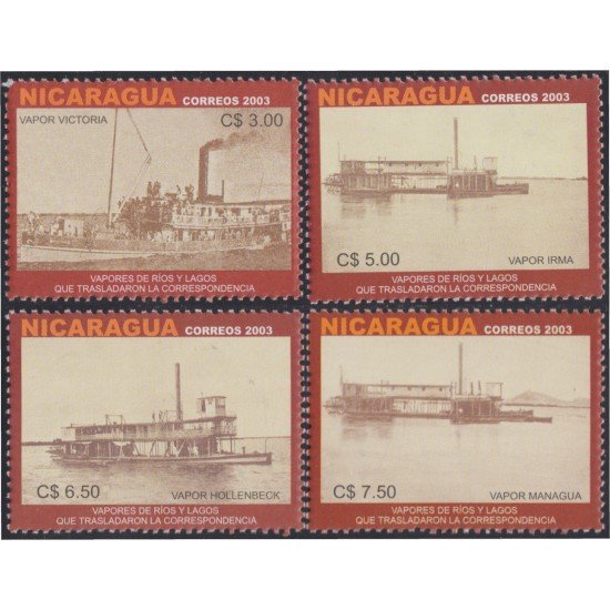 Nicaragua 2582/85 2003 Barcos a vapor en ríos y lagos boats MNH Nicaragua 2582/85 2003 Barcos a vapor en ríos y lagos boats MNH