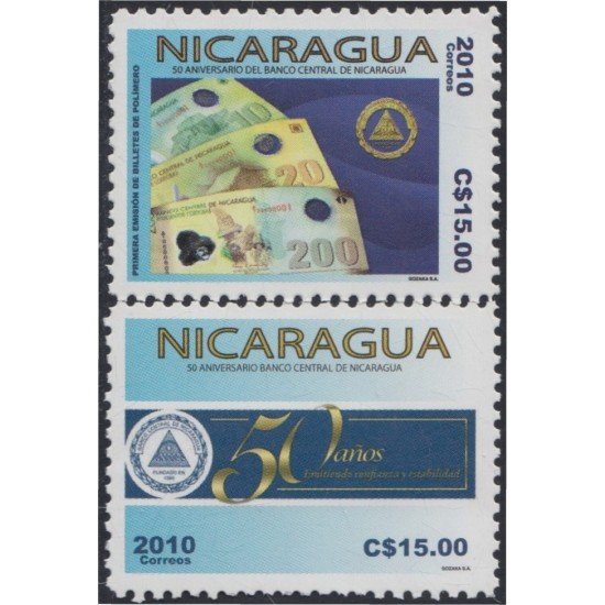 Nicaragua 2678/79 2009 50º Años de la Banca Centrale de Nicaragua MNH Nicaragua 2678/79 2009 50º Años de la Banca Centrale de Nicaragua MNH