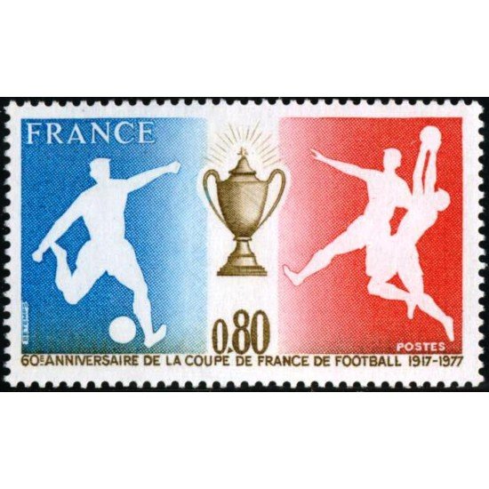 DEP7/S France Francia Nº 1940 1977 60º Aniv. de la copa de Francia de fútbol Lujo