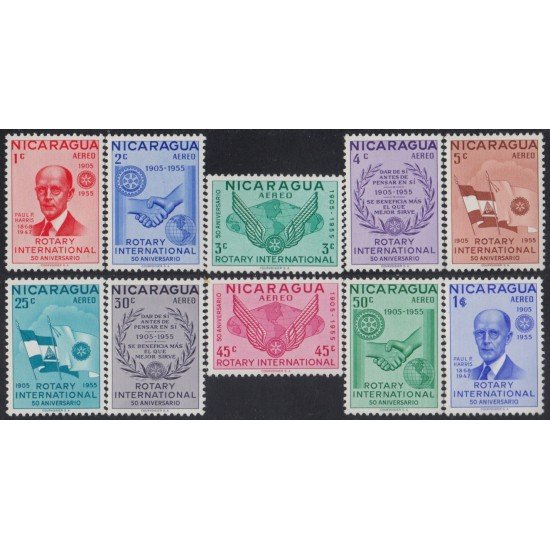 Nicaragua A- 324/33 1955 50 Años de Rotary International MNH Nicaragua A- 324/33 1955 50 Años de Rotary International MNH