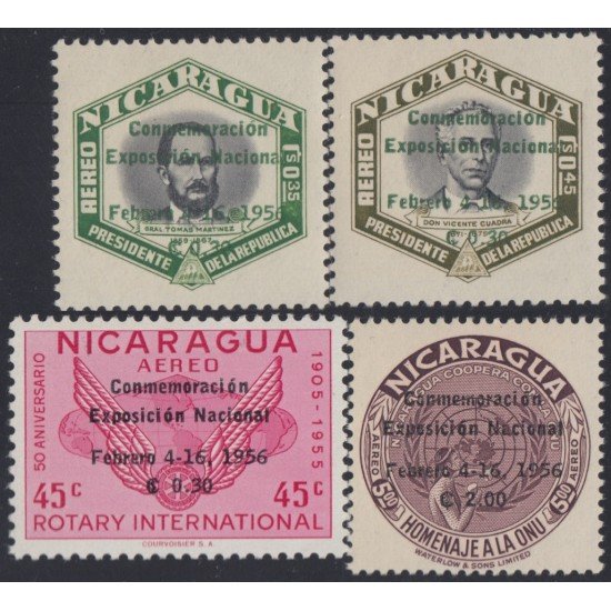 Nicaragua A- 334/37 1956 Exposición Nacional MNH Nicaragua A- 334/37 1956 Exposición Nacional MNH