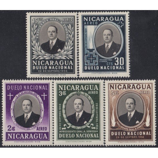 Nicaragua A- 343/47 1957 Muerte del Presidente Anastasio Somoza MNH Nicaragua A- 343/47 1957 Muerte del Presidente Anastasio Somoza MNH