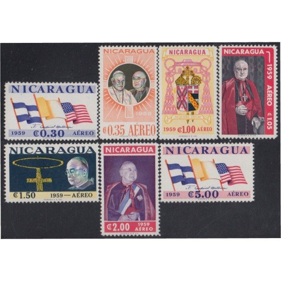 Nicaragua A- 401/07 1959 Visita del Cardenal Spellman MNH