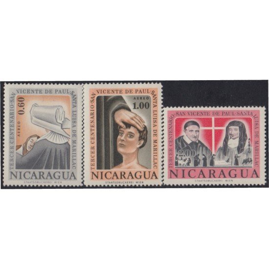 Nicaragua A- 486/88 1963 300 Años muerte de Sant Vicent y Louise Marillac MNH Nicaragua A- 486/88 1963 300 Años muerte de Sant Vicent y Louise Marillac MNH