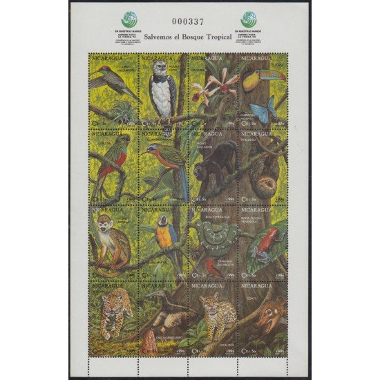 Nicaragua 1664/79 1992 Fauna y Flora tropical MNH Nicaragua 1664/79 1992 Fauna y Flora tropical MNH