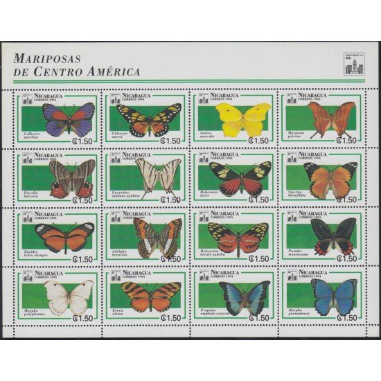 Nicaragua 1745/60 1993 Mariposas de Centro América Butterflies MNH Nicaragua 1745/60 1993 Mariposas de Centro América Butterflies MNH