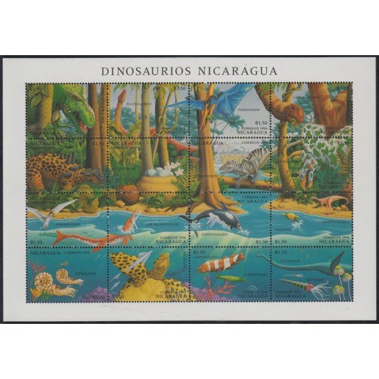 Nicaragua 1823/24 1994 Fauna prehistórica Dinosaurios de Nicaragua MNH Nicaragua 1823/24 1994 Fauna prehistórica Dinosaurios de Nicaragua MNH