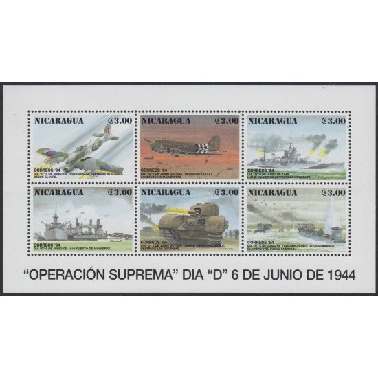 Nicaragua 1843/48 1994 50º Años desembarco de tropas aliadas en Normandía MNH Nicaragua 1843/48 1994 50º Años desembarco de tropas aliadas en Normandía MNH