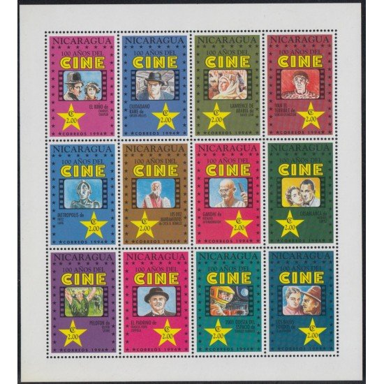 Nicaragua 1883/94 1994 Centenario del Cine Escenas de filme MNH Nicaragua 1883/94 1994 Centenario del Cine Escenas de filme MNH