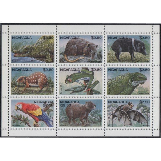 Nicaragua 2020/28 1995 Fauna Caimán Zorro Iguana MNH Nicaragua 2020/28 1995 Fauna Caimán Zorro Iguana MNH