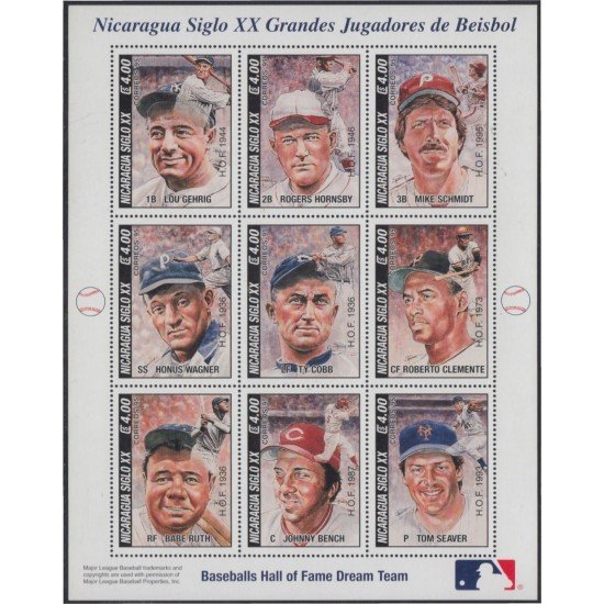 Nicaragua 2141B/K 1995 Grandes jugadores de Béisbol MNH Nicaragua 2141B/K 1995 Grandes jugadores de Béisbol MNH