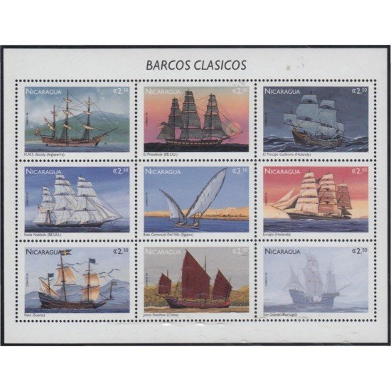 Nicaragua 2160/68 1996 Retrospectiva del barco boats MNH Nicaragua 2160/68 1996 Retrospectiva del barco boats MNH