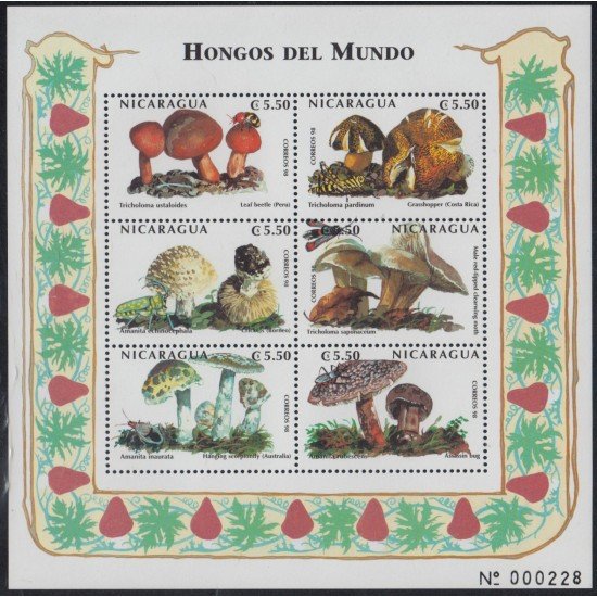 Nicaragua 2360A/F 1999 Flora y Fauna Champiñones e Insectos MNH Nicaragua 2360A/F 1999 Flora y Fauna Champiñones e Insectos MNH