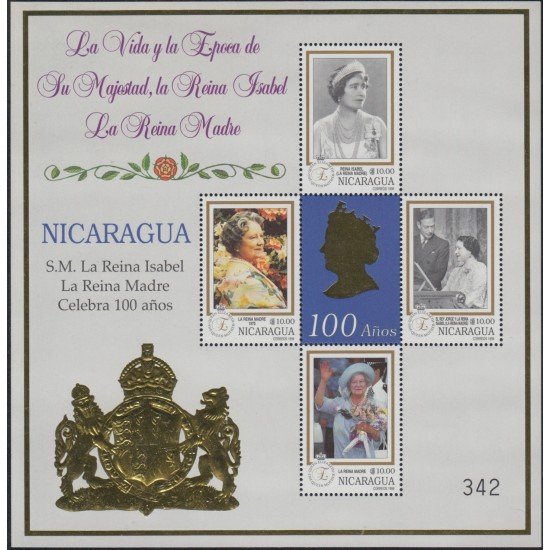 Nicaragua 2487/90 2000 Centenario de su Majestad La Reina Isabel MNH Nicaragua 2487/90 2000 Centenario de su Majestad La Reina Isabel MNH