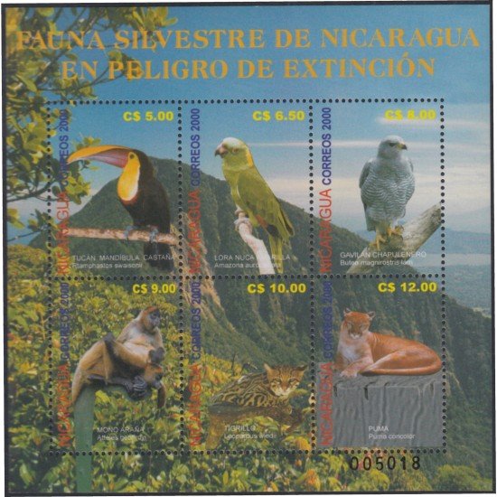 Nicaragua 2533/38 2001 Fauna silvestre de Nicaragua en extinción MNH Nicaragua 2533/38 2001 Fauna silvestre de Nicaragua en extinción MNH