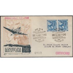 España Spain 1091 1951 VI Congreso de la UPAE SPD Sobre Primer Día