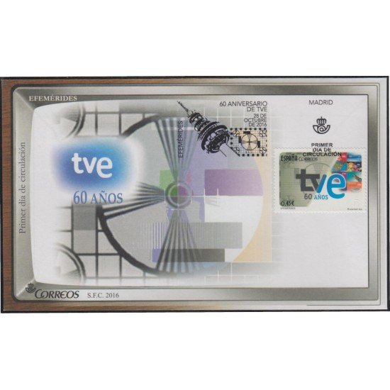 España Spain 5098 2016 TVE 60 Años SPD Sobres Primer Día España Spain 5098 2016 TVE 60 Años SPD Sobres Primer Día