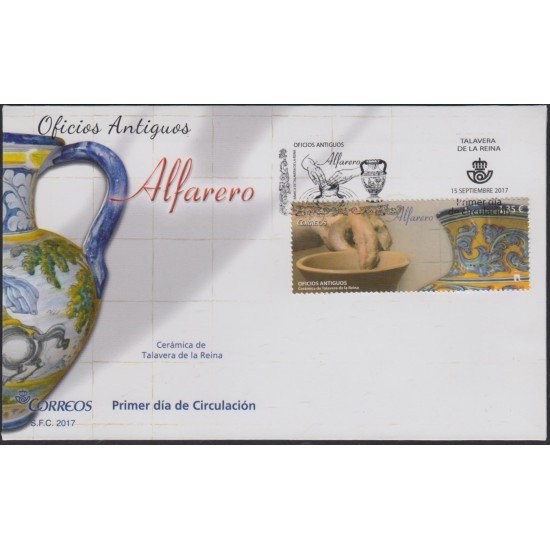 España Spain 5166 2017 Oficios Antiguos Alfarero Cerámica de Talavera de la Reina SPD Sobres Primer Día España Spain 5166 2017 Oficios Antiguos Alfarero Cerámica de Talavera de la Reina SPD Sobres Primer Día