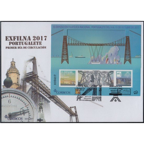 España Spain 5172 2017 Exfilna 2017 Puente de Vizcaya Portugalete SPD Sobres Primer Día España Spain 5172 2017 Exfilna 2017 Puente de Vizcaya Portugalete SPD Sobres Primer Día
