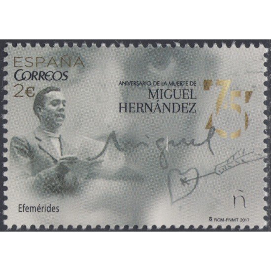 España Spain 5163 2017 Efemérides 75º Aniv. del fallecimiento de Miguel Hernández MNH España Spain 5163 2017 Efemérides 75º Aniv. del fallecimiento de Miguel Hernández MNH