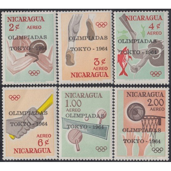 Nicaragua A- 522/27 1964 Juegos Olímpicos de Tokyo MNH Nicaragua A- 522/27 1964 Juegos Olímpicos de Tokyo MNH