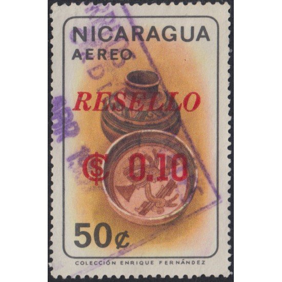 Nicaragua A- 573 1967 Resello Usado Nicaragua A- 573 1967 Resello Usado
