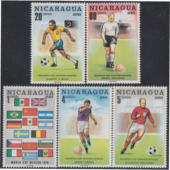 Nicaragua A- 680/84 1970 Campeones de Fútbol Football MNH Nicaragua A- 680/84 1970 Campeones de Fútbol Football MNH