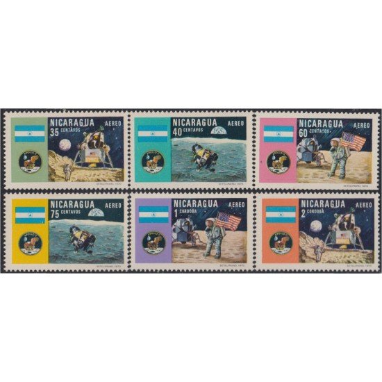 Nicaragua A- 691/96 1970 Apolo XI Bandera Nacional MNH Nicaragua A- 691/96 1970 Apolo XI Bandera Nacional MNH