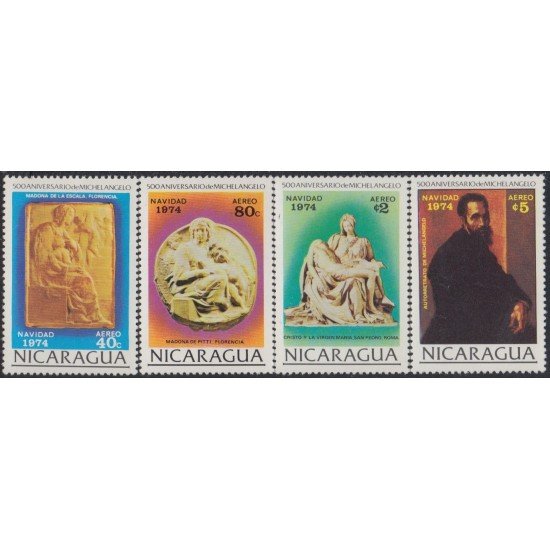 Nicaragua A- 825/28 1974 500º Aniv del nacimiento de Michelangelo Navidad Chritsmas MNH Nicaragua A- 825/28 1974 500º Aniv del nacimiento de Michelangelo Navidad Chritsmas MNH